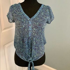 Garage brand tie front floral blouse
